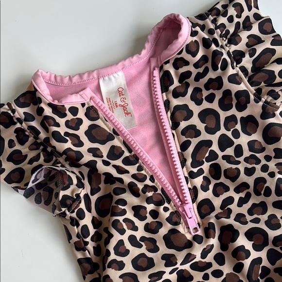 Cat & Jack Leopard Animal Print Baby 18M Swimsuit with Pink Accents One Piece - Picture 4 of 4